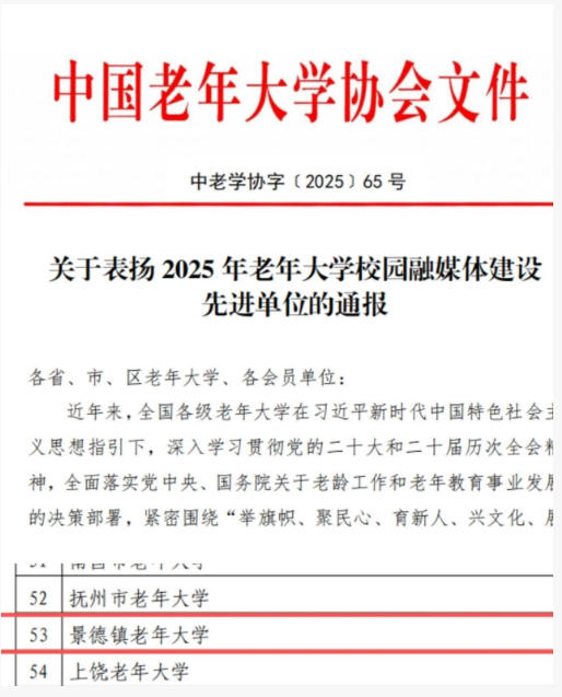 [第七届全国文明单位]景德镇老年大学获评全国校园融媒体建设先进单位